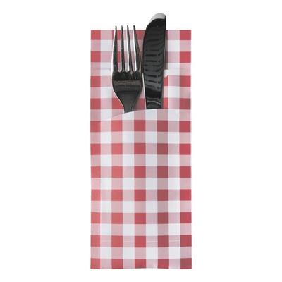 "Papstar 520 Bestecktaschen ""Vichy Karo"" - 20 x 8,5 cm rot"