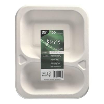 Papstar 100 Siegelschalen 2-geteilt weiß 725 ml - 18,5 x 23,5 cm weiß