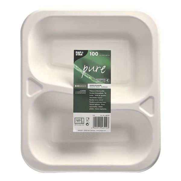 Papstar 100 Siegelschalen 2-geteilt weiß 1000 ml - 21,2,5 x 25 cm weiß Image