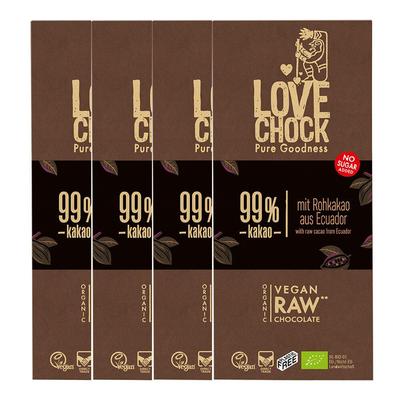 Lovechock Extreme Dark, 99 % Kakao, Tafel 4x70 g Schokolade Image
