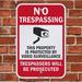 SmartSign No Trespassing Property Protected by Video Surveillance Trespassers Prosecuted Security Engineer Grade Reflective Sign 18.0 H x 12.0 W x 0.08 D in gray/white | Wayfair