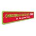 Lizton Sign Shop, Inc Christmas Starts w/ Christ Aluminum Sign Aluminum in Gray/Green/Red | 4 H x 18 W x 0.04 D in | Wayfair 88-A418