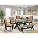 Red Barrel Studio® 6 - Person Acacia Solid Wood Dining Set Wood/Upholstered in Gray/Brown | 30 H x 36 W x 60 D in | Wayfair