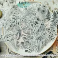 Autocollant noir et blanc dessin plante Junk Journal éphémère autocollant vintage album de fleurs