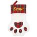 Personalized Red Plaid Paw Shape Christmas Stocking for Dogs and Cats, Custom Embroidered with Pet Name, Regular
