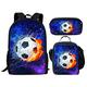 Showudesigns Galaxy Football School Bag Sets for Boys Kids Backpack with Lunch Box Pencil Case for Travel Hiking Camping Soccer Bookbag Starry Space Blue