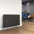 ELEGANT 600 x 988 mm Column Horizontal Designer Radiators Anthracite Double Flat Panel Horizontal Radiator, Modern Central Heating Perfect for Bathrooms, Kitchen, Hallway, Living Room