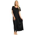 Shadowline Women's Petals Long Sleeve Long Gown Large Black