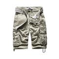 FOURSTEEDS Women's Casual Loose Fit Multi-Pockets Camouflage Twill Bermuda Cargo Shorts with Belt Khaki US 6