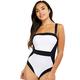 Accessorize Illusion Textured Shaping Swimsuit Women Size 12 Black Bathing Suit Swimming Costume