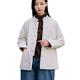 LZJN Womens Quilted Short Coat Jacket Chinese Style Tang Suit Cotton Linen Coat with Pockets (S-80 Linen Color, one_size)