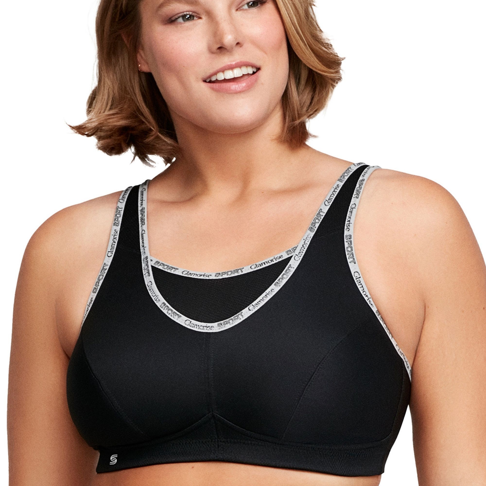 Glamorise No-Bounce Camisole Sports Bra (Size 44-G) Black-Black, Elastine,Nylon,Polyester