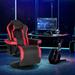 Inbox Zero Ergonomic PC & Racing Game Chair Faux Leather/Foam Padding/Upholstered in Red/Black | 134 H x 81 W x 80 D in | Wayfair