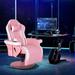 Inbox Zero Ergonomic PC & Racing Game Chair Faux Leather/Foam Padding/Upholstered in Pink/White | 134 H x 81 W x 80 D in | Wayfair