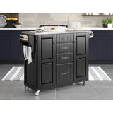 Red Barrel Studio® Littrell-a-Cart Kitchen Island w/ Stainless Steel Top in Black | 35.5 H x 48 W x 17.75 D in | Wayfair ATGR8754 34479504