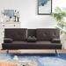 Latitude Run® Janni 66" Wide Faux Leather Cushion Back Convertible Sofa w/ Cup Holder Faux Leather | 29.5 H x 66 W x 37 D in | Wayfair