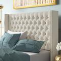 Willa Arlo™ Interiors Tickhill Upholstered Wingback Button Tufted Headboard Polyester in Brown | 60.75 H x 68.5 W x 8.5 D in | Wayfair