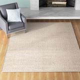 White 72 x 0.25 in Area Rug - Beachcrest Home™ Helton Farmhouse Handmade Flatweave Jute/Beige Rug Cotton/Jute & Sisal | 72 W x 0.25 D in | Wayfair