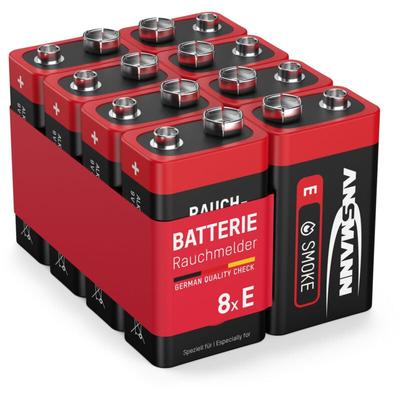 ANSMANN Rauchmelder Alkaline Batterie 9V E-Block, 8 Stück Image