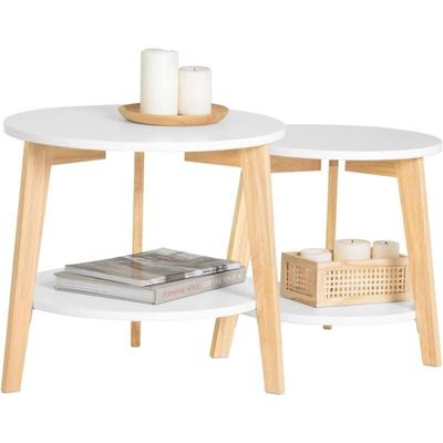 Sobuy - FBT75-W 2er Set Beistelltisch mit runden Ablagen Couchtisch Sofatisch Kaffeetisch Image