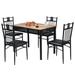 Costway 5 Pcs Dining Set Wood Metal Table and 4 Chairs with Cushions-Black