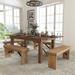 7' x 40" Antique Rustic Folding Farm Table and Four Bench Set