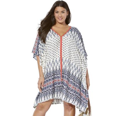 Plus Size Women's Kelsea Cover Up Tunic by Swimsuits For All in Blue Boho Coral (Size 18/20)
