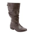 Extra Wide Width Women's The Monica Wide Calf Leather Boot by Comfortview in Brown (Size 7 1/2 WW)