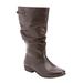 Extra Wide Width Women's The Monica Wide Calf Leather Boot by Comfortview in Brown (Size 8 1/2 WW)