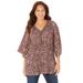 Plus Size Women's Bejeweled Pleated Blouse by Catherines in Animal Print (Size 0XWP)