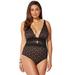 Plus Size Women's Lace Plunge One Piece Swimsuit by Swimsuits For All in Black Lace (Size 6)