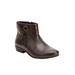 Extra Wide Width Women's The Terri Leather Bootie by Comfortview in Brown (Size 12 WW)