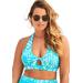 Plus Size Women's Contessa Halter Bikini Top by Swimsuits For All in Crystal Blue Palm (Size 12)