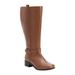 Extra Wide Width Women's The Donna Wide Calf Leather Boot by Comfortview in Cognac (Size 8 1/2 WW)