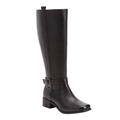 Extra Wide Width Women's The Donna Wide Calf Leather Boot by Comfortview in Black (Size 7 1/2 WW)