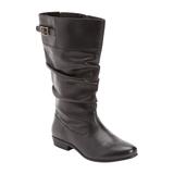 Wide Width Women's The Monica Wide Calf Leather Boot by Comfortview in Black (Size 8 W)