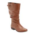 Extra Wide Width Women's The Monica Wide Calf Leather Boot by Comfortview in Dark Cognac (Size 11 WW)