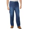 Men's Big & Tall Relaxed Fit Cargo Denim Look Sweatpants by KingSize in Stonewash (Size XL) Jeans