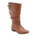 Extra Wide Width Women's The Monica Wide Calf Leather Boot by Comfortview in Dark Cognac (Size 11 WW)