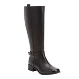 Extra Wide Width Women's The Donna Wide Calf Leather Boot by Comfortview in Black (Size 8 WW)