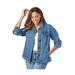 Plus Size Women's Classic Cotton Denim Jacket by Jessica London in Medium Stonewash (Size 22) 100% Cotton Jean Jacket