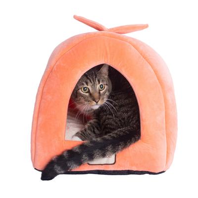 Cat Pet Small Dog Cave Shape Bed, Orange by Armarkat in Orange Ivory