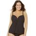 Plus Size Women's Faux Flyaway Crochet Underwire Tankini Top by Swimsuits For All in Black (Size 14)