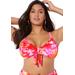 Plus Size Women's Mentor Tie Front Bikini Top by Swimsuits For All in Orange Tie Dye (Size 10)