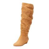 Wide Width Women's The Tamara Wide Calf Boot by Comfortview in Tan (Size 9 1/2 W)