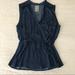 Anthropologie Tops | Anthropologie Dolan Navy Satin Surplice Ruffle Top | Color: Blue | Size: Xs