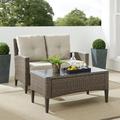 Rockport Outdoor Wicker 2Pc High Back Conversation Set Oatmeal/Light Brown - Loveseat & Coffee Table - Crosley KO70211LB-OL