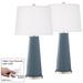 Smoky Blue Leo Table Lamp Set of 2 with Dimmers