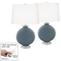 Smoky Blue Carrie Table Lamp Set of 2 with Dimmers