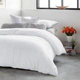 DKNY Clipped Squared Duvet Cover Set Cotton in White | King Duvet Cover + 2 Shams | Wayfair 2OD124009KDMS